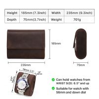 BUGOLINI AntiqusPro - 6 Slots Protective Case For Watches - Genuine Leather - With Button Closure - Brown - Image 15
