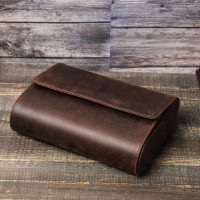 BUGOLINI AntiqusPro - 6 Slots Protective Case For Watches - Genuine Leather - With Button Closure - Brown - Image 17