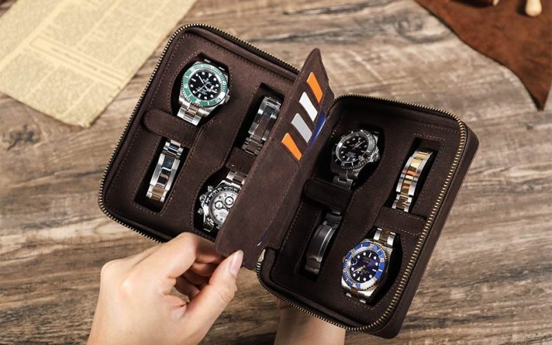 BUGOLINI Caia - Multifunctional Watch Holder - With Slots For 4 Cards And 1 Slot For Passport - Genuine Leather - Brown - Image 7