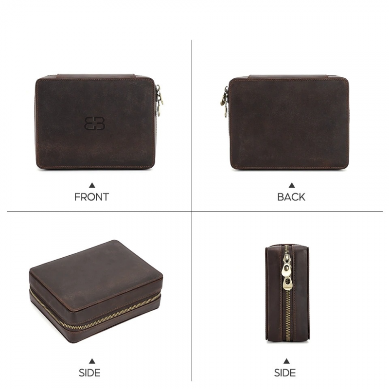 BUGOLINI Caia - Multifunctional Watch Holder - With Slots For 4 Cards And 1 Slot For Passport - Genuine Leather - Brown - Image 4