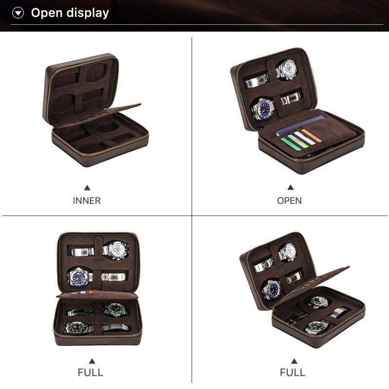 BUGOLINI Caia - Multifunctional Watch Holder - With Slots For 4 Cards And 1 Slot For Passport - Genuine Leather - Brown - Image 5