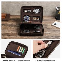 BUGOLINI Caia - Multifunctional Watch Holder - With Slots For 4 Cards And 1 Slot For Passport - Genuine Leather - Brown - Image 9