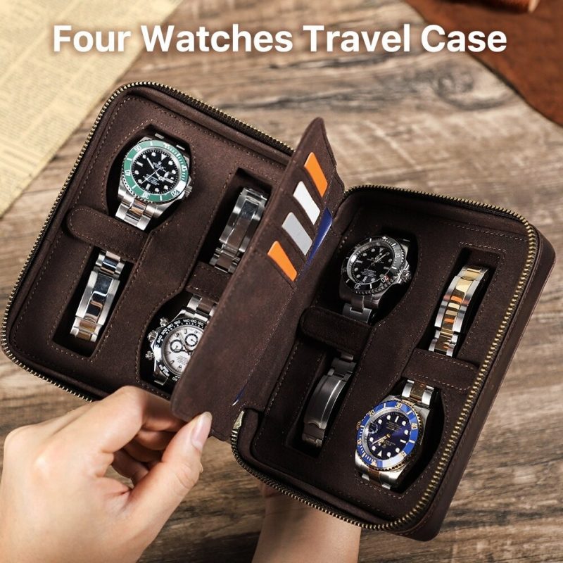 BUGOLINI Caia - Multifunctional Watch Holder - With Slots For 4 Cards And 1 Slot For Passport - Genuine Leather - Brown - Image 13