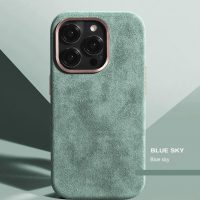 BUGOLINI Alcan-X - Magnetic Alcantara Case Cover Suitable for iPhone 13 Pro MAX - 9002 Alcantara Italy - Cyan - Image 2