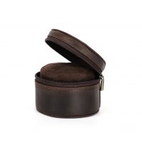 BUGOLINI Sarutobi - 1 Slot Leather Watch Holder With Zipper - Retro Watch Holder - Sincerus Leather - Coffee