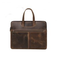 BUGOLINI Uchiha - Leather Multifunctional Laptop Bag - With Front Pocket For Tablet - Genuine Leather - Suitable For Laptop(Max 16 Inch) & Tablet (Max 11 Inch) - Coffee