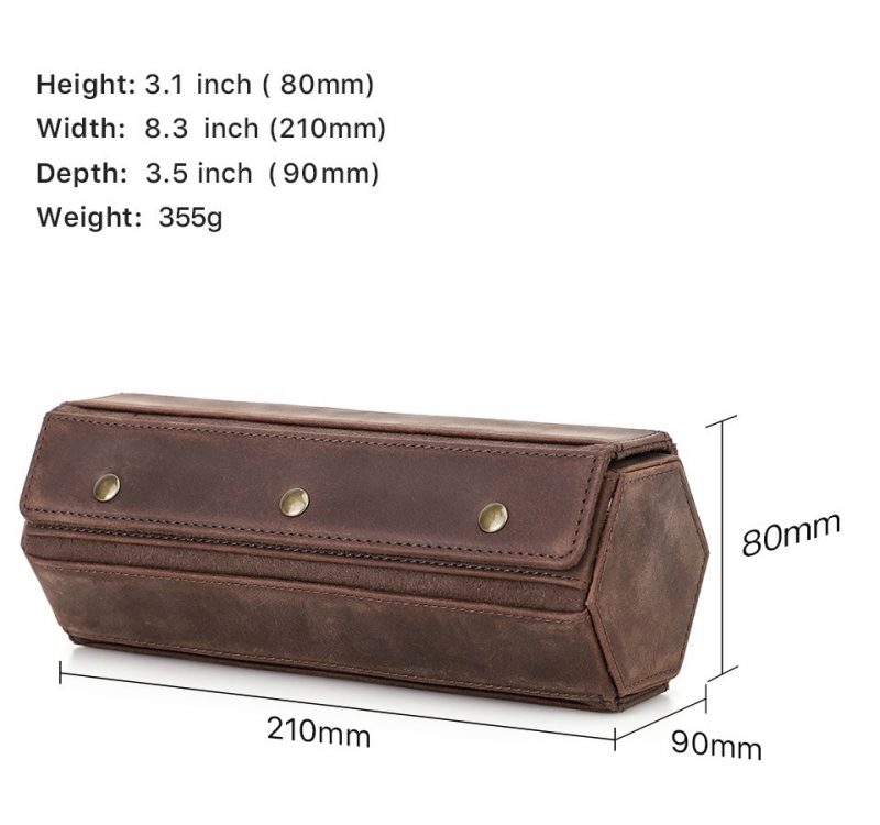 BUGOLINI Sasori-Y - 3 Slot Leather Watch Holder With Button Clasp - Retro Watch Holder - Genuine Leather - Coffee - Image 4