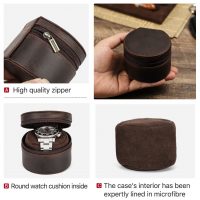 BUGOLINI Sarutobi - 1 Slot Leather Watch Holder With Zipper - Retro Watch Holder - Sincerus Leather - Coffee - Image 8