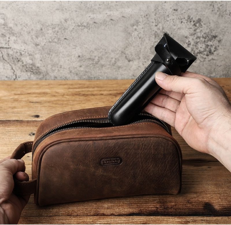 BUGOLINI Novacula - Leather Razor Holder - Retro Razor Holder - Genuine Leather - Black - Image 4
