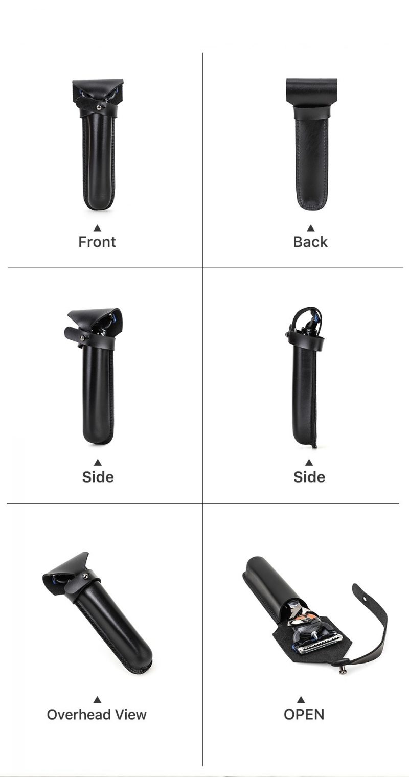 BUGOLINI Novacula - Leather Razor Holder - Retro Razor Holder - Genuine Leather - Black - Image 10