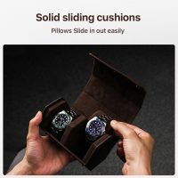 BUGOLINI Sasori-X - 2 Slot Leather Watch Holder With Button Clasp - Retro Watch Holder - Genuine Leather - Coffee - Image 6