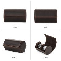 BUGOLINI Sasori-X - 2 Slot Leather Watch Holder With Button Clasp - Retro Watch Holder - Genuine Leather - Coffee - Image 7