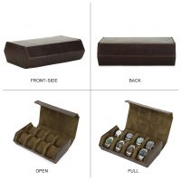 BUGOLINI AntiqusPro Deluxe - 8 Slot Leather Watch Holder With Button Clasp - Retro Watch Holder - Genuine Leather - Coffee - Image 6