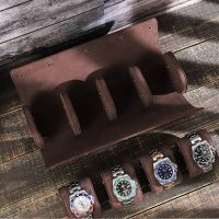BUGOLINI ANTIQUSX - 4 Slots Leather Watch Holder With Button Closure - Retro Watch Holder - Genuine Leather - Coffee - Image 6