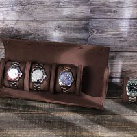 BUGOLINI ANTIQUSX - 4 Slots Leather Watch Holder With Button Closure - Retro Watch Holder - Genuine Leather - Coffee - Image 7