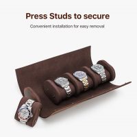 BUGOLINI ANTIQUSX - 4 Slots Leather Watch Holder With Button Closure - Retro Watch Holder - Genuine Leather - Coffee - Image 10
