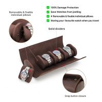 BUGOLINI ANTIQUSX - 4 Slots Leather Watch Holder With Button Closure - Retro Watch Holder - Genuine Leather - Coffee - Image 13