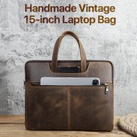 BUGOLINI Uchiha - Leather Multifunctional Laptop Bag - With Front Pocket For Tablet - Genuine Leather - Suitable For Laptop(Max 16 Inch) & Tablet (Max 11 Inch) - Coffee - Image 6