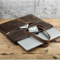BUGOLINI Uchiha - Leather Multifunctional Laptop Bag - With Front Pocket For Tablet - Genuine Leather - Suitable For Laptop(Max 16 Inch) & Tablet (Max 11 Inch) - Coffee - Image 4