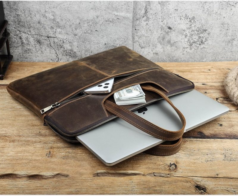 BUGOLINI Uchiha - Leather Multifunctional Laptop Bag - With Front Pocket For Tablet - Genuine Leather - Suitable For Laptop(Max 16 Inch) & Tablet (Max 11 Inch) - Coffee - Image 4