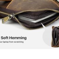 BUGOLINI Uchiha - Leather Multifunctional Laptop Bag - With Front Pocket For Tablet - Genuine Leather - Suitable For Laptop(Max 16 Inch) & Tablet (Max 11 Inch) - Coffee - Image 11