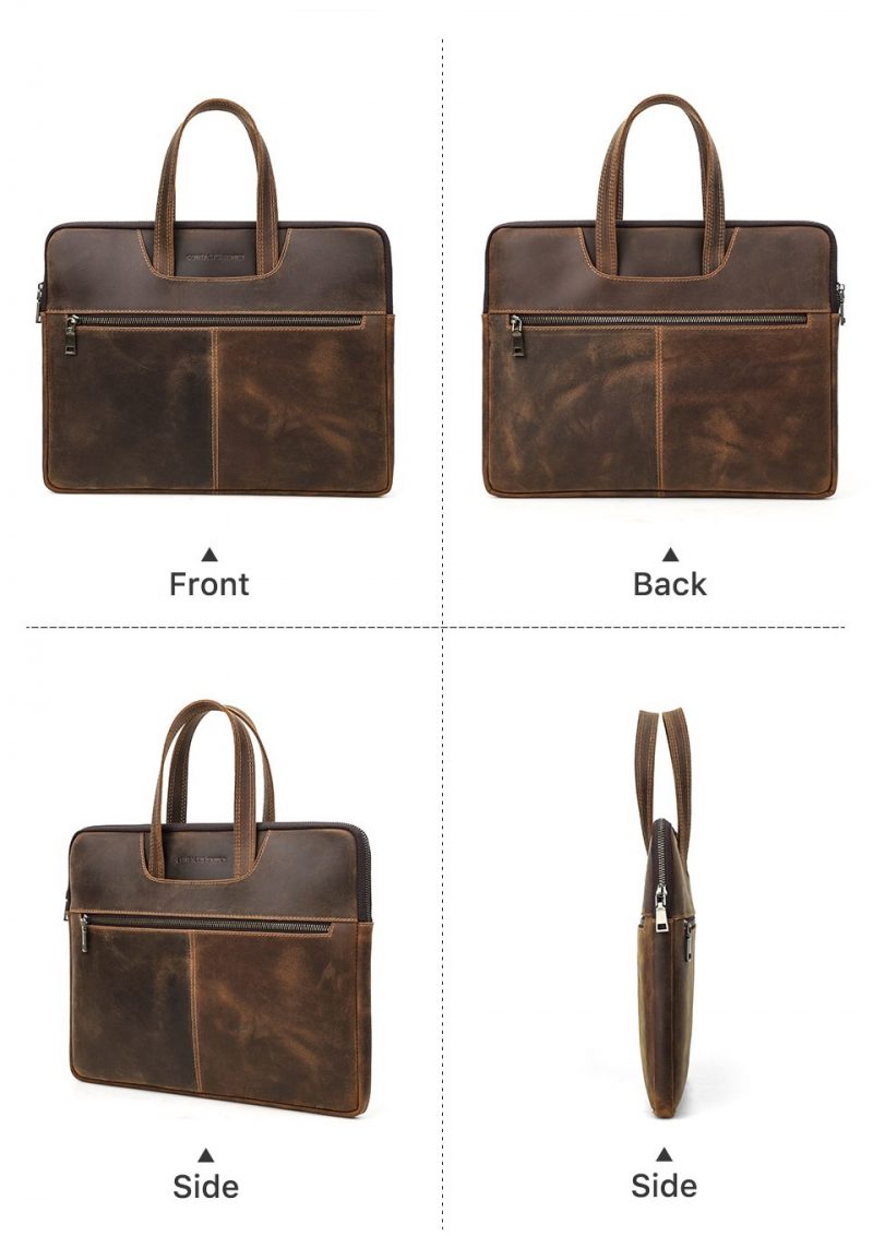 BUGOLINI Uchiha - Leather Multifunctional Laptop Bag - With Front Pocket For Tablet - Genuine Leather - Suitable For Laptop(Max 16 Inch) & Tablet (Max 11 Inch) - Coffee - Image 9