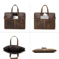 BUGOLINI Uchiha - Leather Multifunctional Laptop Bag - With Front Pocket For Tablet - Genuine Leather - Suitable For Laptop(Max 16 Inch) & Tablet (Max 11 Inch) - Coffee - Image 10