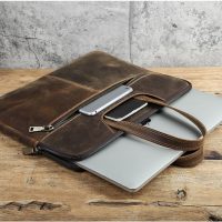 BUGOLINI Uchiha - Leather Multifunctional Laptop Bag - With Front Pocket For Tablet - Genuine Leather - Suitable For Laptop(Max 16 Inch) & Tablet (Max 11 Inch) - Coffee - Image 5