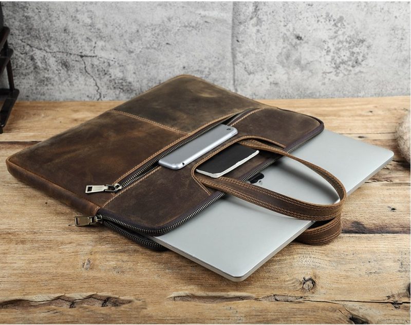 BUGOLINI Uchiha - Leather Multifunctional Laptop Bag - With Front Pocket For Tablet - Genuine Leather - Suitable For Laptop(Max 16 Inch) & Tablet (Max 11 Inch) - Coffee - Image 5