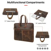 BUGOLINI Uchiha - Leather Multifunctional Laptop Bag - With Front Pocket For Tablet - Genuine Leather - Suitable For Laptop(Max 16 Inch) & Tablet (Max 11 Inch) - Coffee - Image 14