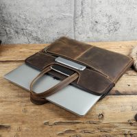 BUGOLINI Uchiha - Leather Multifunctional Laptop Bag - With Front Pocket For Tablet - Genuine Leather - Suitable For Laptop(Max 16 Inch) & Tablet (Max 11 Inch) - Coffee - Image 8