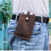 BUGOLINI SILAS-X - Portable Phone Holder For Men - Genuine Leather - Smartphone up to 6.5 inch - Leather Coffee - Image 2