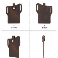 BUGOLINI SILAS-X - Portable Phone Holder For Men - Genuine Leather - Smartphone up to 6.5 inch - Leather Coffee - Image 4