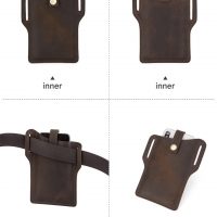 BUGOLINI SILAS-X - Portable Phone Holder For Men - Genuine Leather - Smartphone up to 6.5 inch - Leather Coffee - Image 5