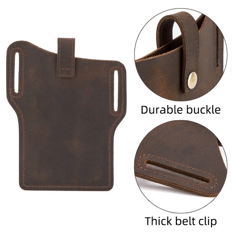 BUGOLINI SILAS-X - Portable Phone Holder For Men - Genuine Leather - Smartphone up to 6.5 inch - Leather Coffee - Image 8