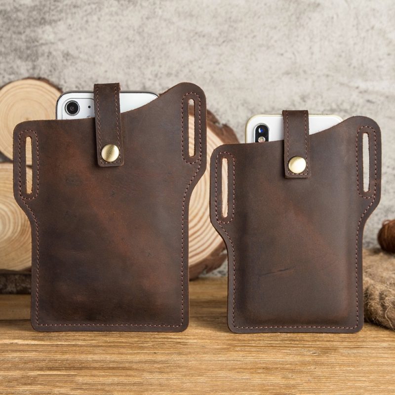BUGOLINI SILAS-X - Portable Phone Holder For Men - Genuine Leather - Smartphone up to 6.5 inch - Leather Coffee - Image 10