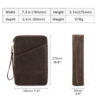 BUGOLINI Tobirama - Watch & Glasses Holder With Zipper - Retro Watch & Glasses Holder - Genuine Leather With Built-in Mirror - Suitable For 2 Watches & 2 Glasses - With Tablet Slot - Coffee - Image 12