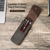 BUGOLINI Calamum - Leather Pen Holder With Magnetic Closure - Retro Pen Holder Suitable For 3 Pens - Genuine Leather - Coffee - Image 4