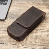 BUGOLINI Calamum - Leather Pen Holder With Magnetic Closure - Retro Pen Holder Suitable For 3 Pens - Genuine Leather - Coffee - Image 5
