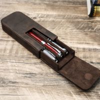 BUGOLINI Calamum - Leather Pen Holder With Magnetic Closure - Retro Pen Holder Suitable For 3 Pens - Genuine Leather - Coffee - Image 7