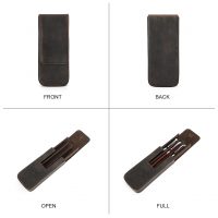 BUGOLINI Calamum - Leather Pen Holder With Magnetic Closure - Retro Pen Holder Suitable For 3 Pens - Genuine Leather - Coffee - Image 11