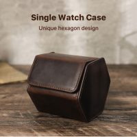 BUGOLINI Sasori - 1 Slot Leather Watch Holder With Button Clasp - Retro Watch Holder - Genuine Leather - Coffee - Image 9