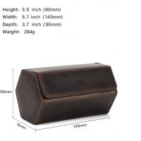 BUGOLINI Sasori-X - 2 Slot Leather Watch Holder With Button Clasp - Retro Watch Holder - Genuine Leather - Coffee - Image 8