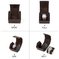 BUGOLINI Sasori - 1 Slot Leather Watch Holder With Button Clasp - Retro Watch Holder - Genuine Leather - Coffee - Image 11