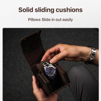 BUGOLINI Sasori - 1 Slot Leather Watch Holder With Button Clasp - Retro Watch Holder - Genuine Leather - Coffee - Image 4