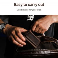 BUGOLINI Sasori-X - 2 Slot Leather Watch Holder With Button Clasp - Retro Watch Holder - Genuine Leather - Coffee - Image 5