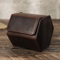 BUGOLINI Sasori - 1 Slot Leather Watch Holder With Button Clasp - Retro Watch Holder - Genuine Leather - Coffee - Image 7