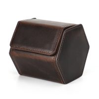 BUGOLINI Sasori - 1 Slot Leather Watch Holder With Button Clasp - Retro Watch Holder - Genuine Leather - Coffee