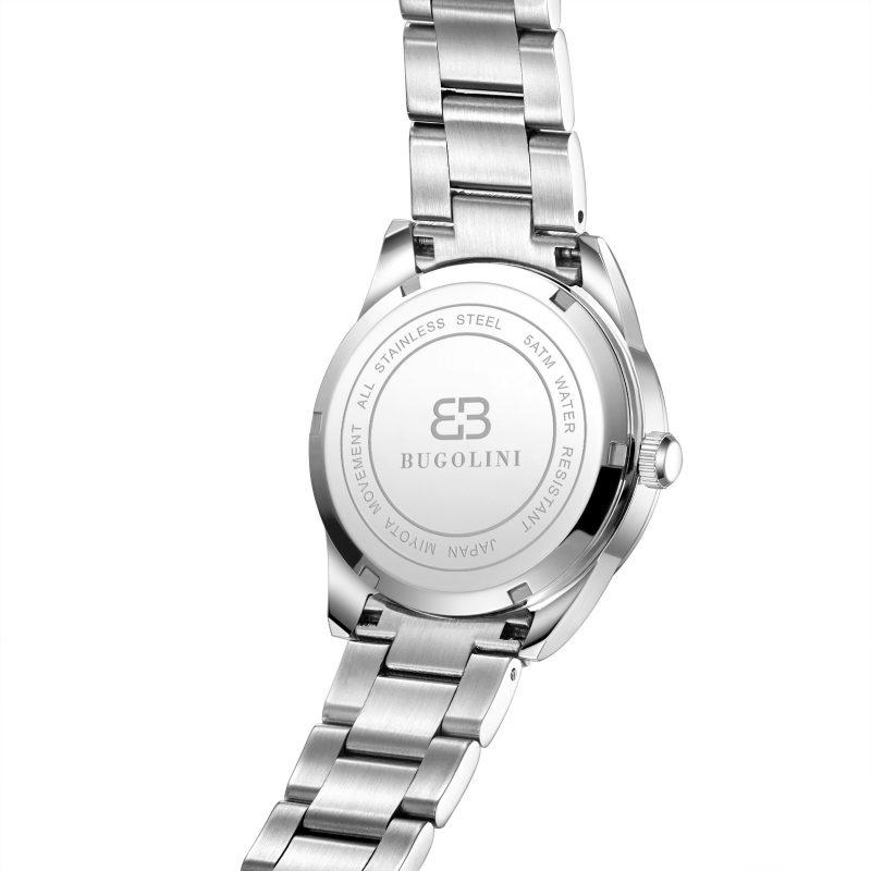 BUGOLINI Clover - Steel Watch – Chrono - MIYOTA Quartz – Waterproof - Steel Band – Mineral Glass - Zilver - Image 4