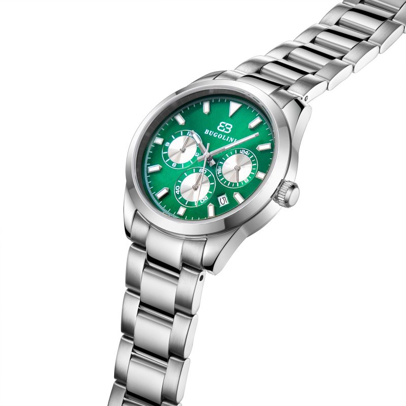 BUGOLINI Clover - Stalen horloge - Chrono - MIYOTA Quartz - Waterdicht - Stalen band - Mineraal glas - Zilver - Afbeelding 2